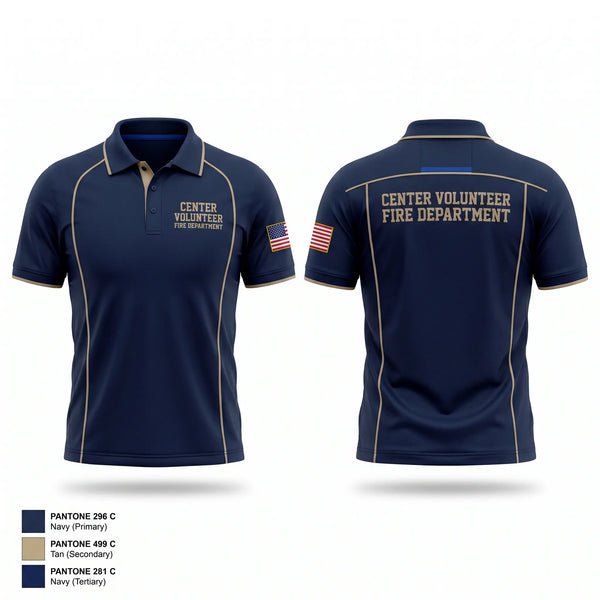Short Sleeve Performance Polo, Center volunteer Fire department, Fire Department, Teamtime, Team time, sublimation, custom sports apparel, team uniforms, spirit wear, spiritwear, sports uniforms, custom shirts, team store, custom team store, fundraiser sports, apparel fundraiser