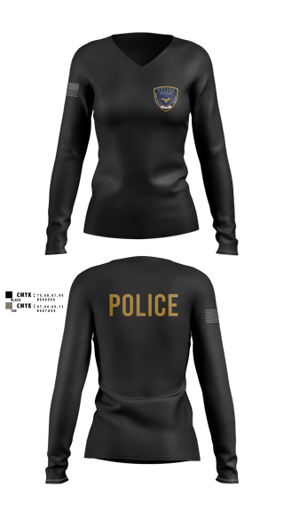 Womens Long Sleeve Vneck Shirt, Bibb County BOE Police Department, Police, Teamtime, Team time, sublimation, custom sports apparel, team uniforms, spirit wear, spiritwear, sports uniforms, custom shirts, team store, custom team store, fundraiser sports, apparel fundraiser