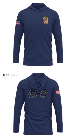 Long Sleeve hooded sunshirt, Salem Police Department, Police, Teamtime, Team time, sublimation, custom sports apparel, team uniforms, spirit wear, spiritwear, sports uniforms, custom shirts, team store, custom team store, fundraiser sports, apparel fundraiser