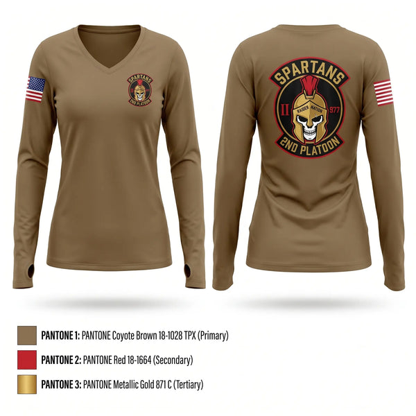 Womens Long Sleeve Vneck Shirt, Spartans, Army, Teamtime, Team time, sublimation, custom sports apparel, team uniforms, spirit wear, spiritwear, sports uniforms, custom shirts, team store, custom team store, fundraiser sports, apparel fundraiser