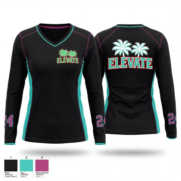 Womens Long Sleeve Vneck Shirt, West coast elevate, Baseball, Teamtime, Team time, sublimation, custom sports apparel, team uniforms, spirit wear, spiritwear, sports uniforms, custom shirts, team store, custom team store, fundraiser sports, apparel fundraiser