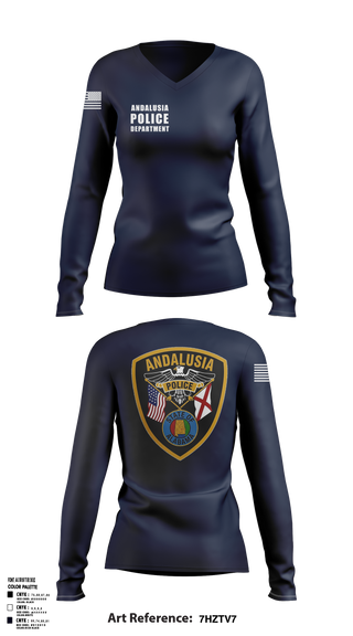 Womens Long Sleeve Vneck Shirt, Andalusia Police Department, Police, Teamtime, Team time, sublimation, custom sports apparel, team uniforms, spirit wear, spiritwear, sports uniforms, custom shirts, team store, custom team store, fundraiser sports, apparel fundraiser