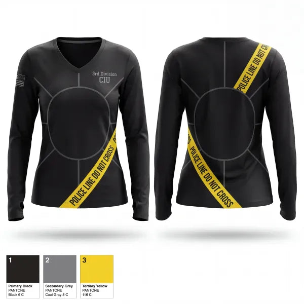 Womens Long Sleeve Vneck Shirt, 3rd Division CIU, Police, Teamtime, Team time, sublimation, custom sports apparel, team uniforms, spirit wear, spiritwear, sports uniforms, custom shirts, team store, custom team store, fundraiser sports, apparel fundraiser