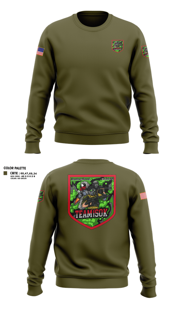 Crew Neck Sweatshirt, 1SOK, Army, Teamtime, Team time, sublimation, custom sports apparel, team uniforms, spirit wear, spiritwear, sports uniforms, custom shirts, team store, custom team store, fundraiser sports, apparel fundraiser