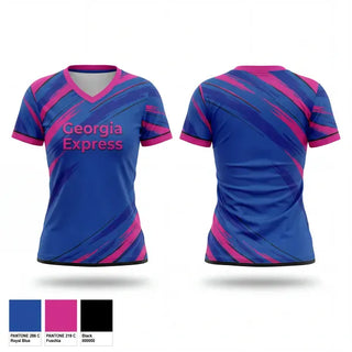 Womens Short Sleeve Vneck Shirt, Georgia Express, Softball, Teamtime, Team time, sublimation, custom sports apparel, team uniforms, spirit wear, spiritwear, sports uniforms, custom shirts, team store, custom team store, fundraiser sports, apparel fundraiser