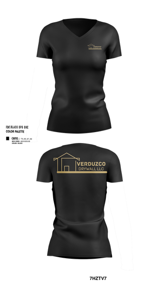 Womens Short Sleeve Vneck Shirt, Verduzco Drywall, , Teamtime, Team time, sublimation, custom sports apparel, team uniforms, spirit wear, spiritwear, sports uniforms, custom shirts, team store, custom team store, fundraiser sports, apparel fundraiser