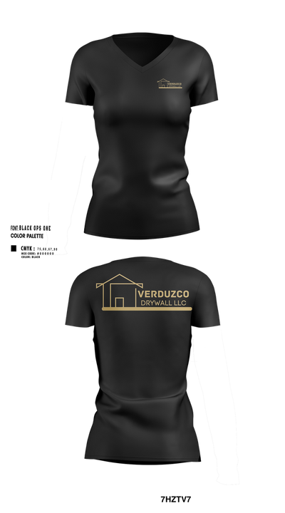 Verduzco Drywall 13130994 Women's Short Sleeve V-neck Shirt - 100