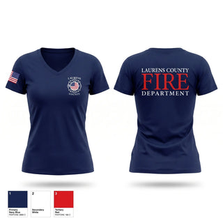 Womens Short Sleeve Vneck Shirt, Laurens County Fire Department, Fire Department, Teamtime, Team time, sublimation, custom sports apparel, team uniforms, spirit wear, spiritwear, sports uniforms, custom shirts, team store, custom team store, fundraiser sports, apparel fundraiser