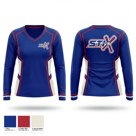 Womens Long Sleeve Vneck Shirt, Shelby Stix, Baseball, Teamtime, Team time, sublimation, custom sports apparel, team uniforms, spirit wear, spiritwear, sports uniforms, custom shirts, team store, custom team store, fundraiser sports, apparel fundraiser
