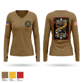 Womens Long Sleeve Vneck Shirt, Station 47, Fire Department, Teamtime, Team time, sublimation, custom sports apparel, team uniforms, spirit wear, spiritwear, sports uniforms, custom shirts, team store, custom team store, fundraiser sports, apparel fundraiser