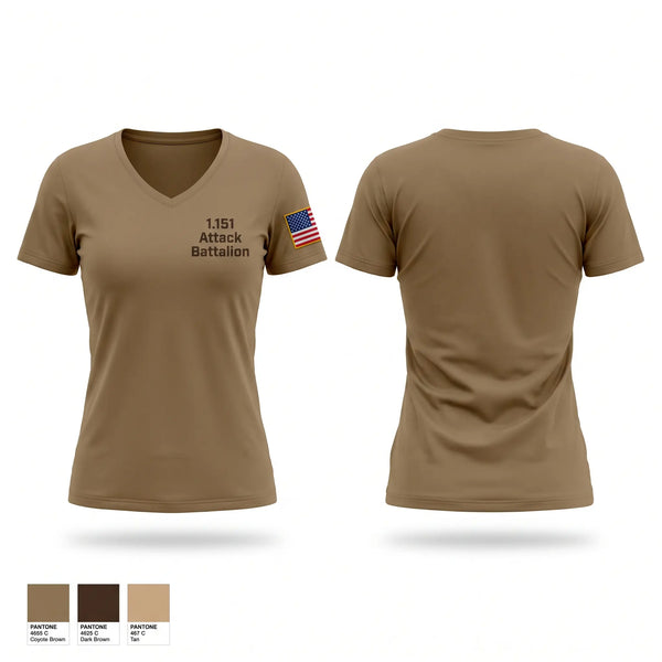 Womens Short Sleeve Vneck Shirt, 1-151 Attack Battalion, Army, Teamtime, Team time, sublimation, custom sports apparel, team uniforms, spirit wear, spiritwear, sports uniforms, custom shirts, team store, custom team store, fundraiser sports, apparel fundraiser