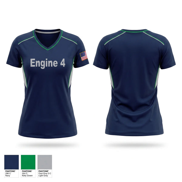 Womens Short Sleeve Vneck Shirt, Engine 4, Fire Department, Teamtime, Team time, sublimation, custom sports apparel, team uniforms, spirit wear, spiritwear, sports uniforms, custom shirts, team store, custom team store, fundraiser sports, apparel fundraiser