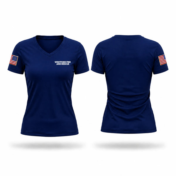 Womens Short Sleeve Vneck Shirt, WESTFORD FIRE AND RESCUE, Fire Department, Teamtime, Team time, sublimation, custom sports apparel, team uniforms, spirit wear, spiritwear, sports uniforms, custom shirts, team store, custom team store, fundraiser sports, apparel fundraiser