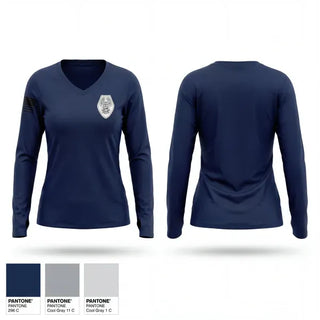 Womens Long Sleeve Vneck Shirt, St Charles Police Traffic Unit, Police, Teamtime, Team time, sublimation, custom sports apparel, team uniforms, spirit wear, spiritwear, sports uniforms, custom shirts, team store, custom team store, fundraiser sports, apparel fundraiser