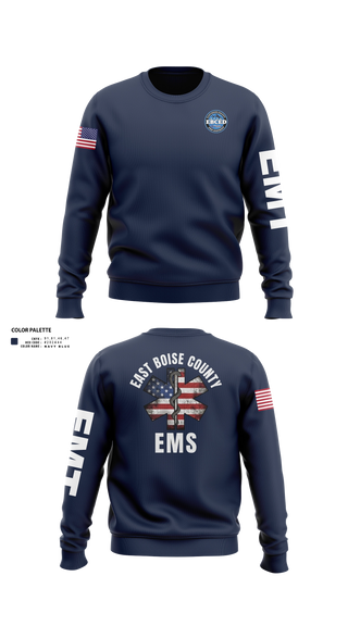 Crew Neck Sweatshirt, East Boise county EMS, EMS/EMT, Teamtime, Team time, sublimation, custom sports apparel, team uniforms, spirit wear, spiritwear, sports uniforms, custom shirts, team store, custom team store, fundraiser sports, apparel fundraiser