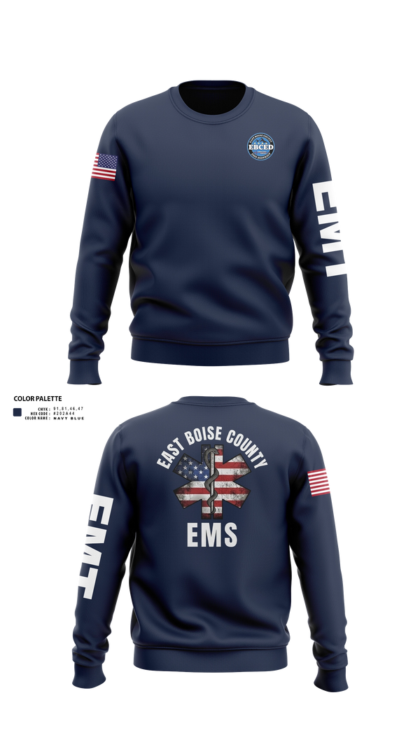 Crew Neck Sweatshirt, East Boise county EMS, EMS/EMT, Teamtime, Team time, sublimation, custom sports apparel, team uniforms, spirit wear, spiritwear, sports uniforms, custom shirts, team store, custom team store, fundraiser sports, apparel fundraiser