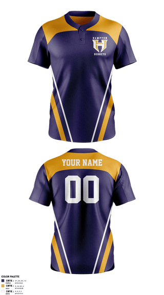 Two Button Softball Jersey, Hampton Hornets, Softball, Teamtime, Team time, sublimation, custom sports apparel, team uniforms, spirit wear, spiritwear, sports uniforms, custom shirts, team store, custom team store, fundraiser sports, apparel fundraiser