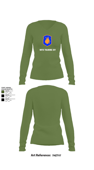 Womens Long Sleeve Vneck Shirt, 98th training div, , Teamtime, Team time, sublimation, custom sports apparel, team uniforms, spirit wear, spiritwear, sports uniforms, custom shirts, team store, custom team store, fundraiser sports, apparel fundraiser