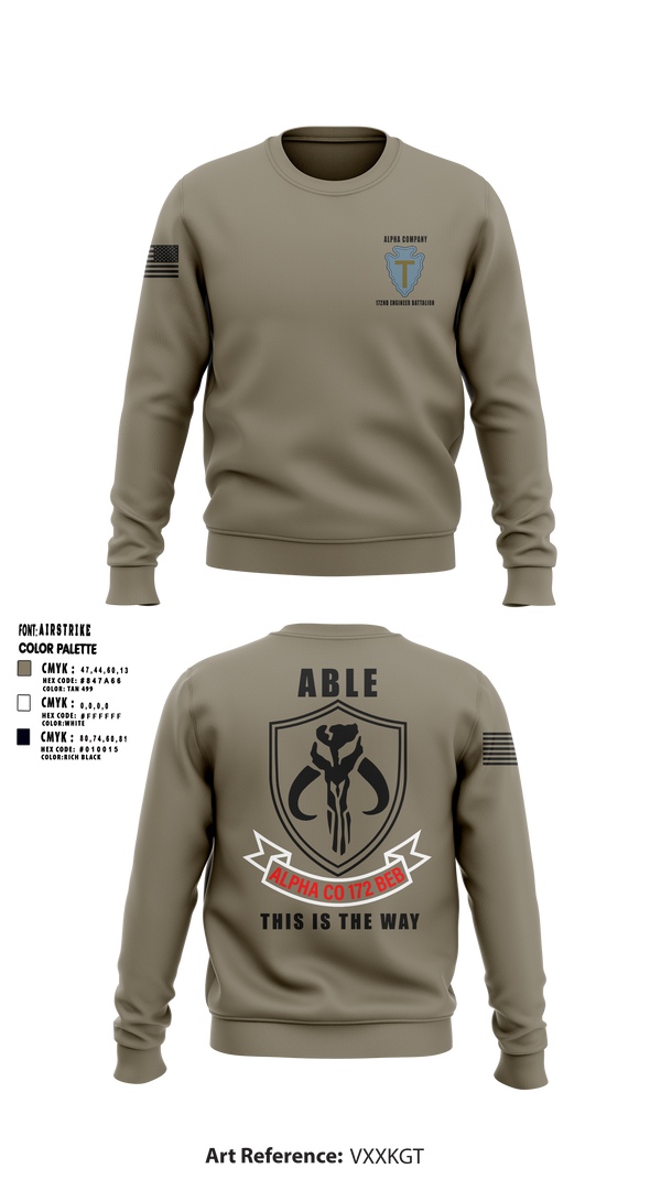 Crew Neck Sweatshirt, A Co 172 BEB, National Guard, Teamtime, Team time, sublimation, custom sports apparel, team uniforms, spirit wear, spiritwear, sports uniforms, custom shirts, team store, custom team store, fundraiser sports, apparel fundraiser