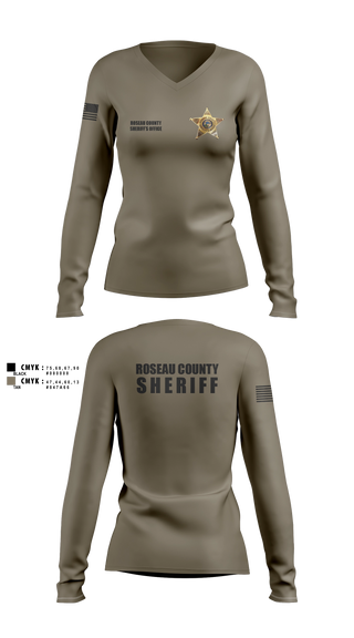 Womens Long Sleeve Vneck Shirt, Roseau County Sheriff’s Office, Police, Teamtime, Team time, sublimation, custom sports apparel, team uniforms, spirit wear, spiritwear, sports uniforms, custom shirts, team store, custom team store, fundraiser sports, apparel fundraiser