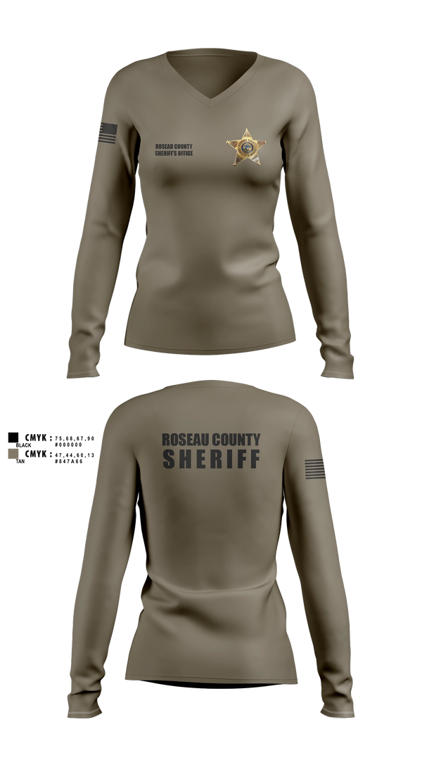 Womens Long Sleeve Vneck Shirt, Roseau County Sheriff’s Office, Police, Teamtime, Team time, sublimation, custom sports apparel, team uniforms, spirit wear, spiritwear, sports uniforms, custom shirts, team store, custom team store, fundraiser sports, apparel fundraiser