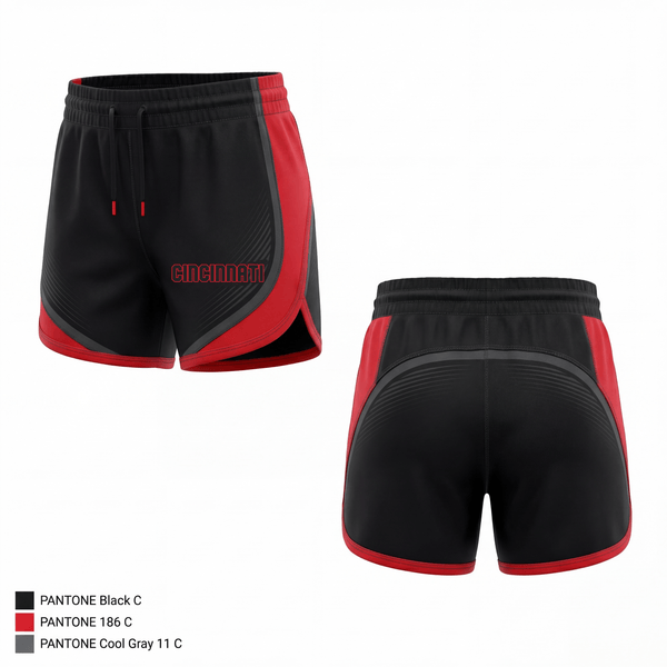 Womens Shorts, Cincinnati, Cincinnati Reds, Baseball, Teamtime, Team time, sublimation, custom sports apparel, team uniforms, spirit wear, spiritwear, sports uniforms, custom shirts, team store, custom team store, fundraiser sports, apparel fundraiser