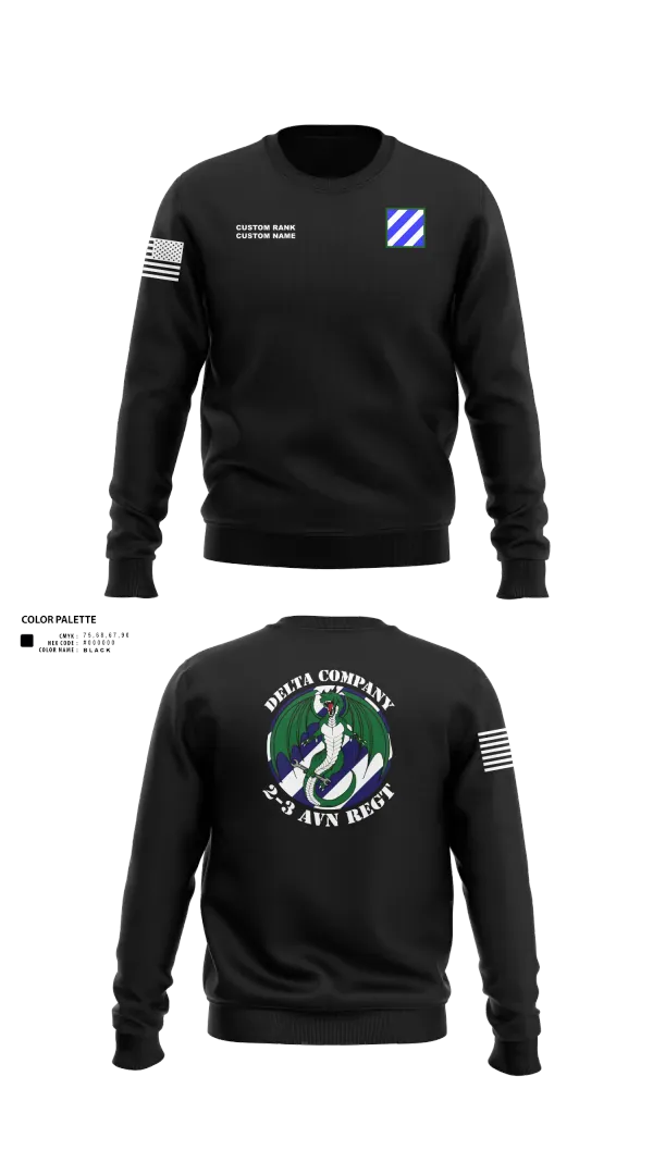 Crew Neck Sweatshirt, D Co. 2-3 AVN REGT “Dragons”, Army, Teamtime, Team time, sublimation, custom sports apparel, team uniforms, spirit wear, spiritwear, sports uniforms, custom shirts, team store, custom team store, fundraiser sports, apparel fundraiser