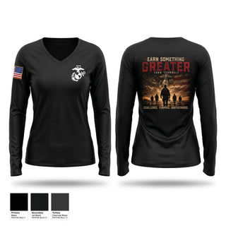 Womens Long Sleeve Vneck Shirt, RSS MCDONOUGH, Marines, Teamtime, Team time, sublimation, custom sports apparel, team uniforms, spirit wear, spiritwear, sports uniforms, custom shirts, team store, custom team store, fundraiser sports, apparel fundraiser