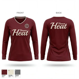 Womens Long Sleeve Vneck Shirt, Homer Heat, Softball, Teamtime, Team time, sublimation, custom sports apparel, team uniforms, spirit wear, spiritwear, sports uniforms, custom shirts, team store, custom team store, fundraiser sports, apparel fundraiser