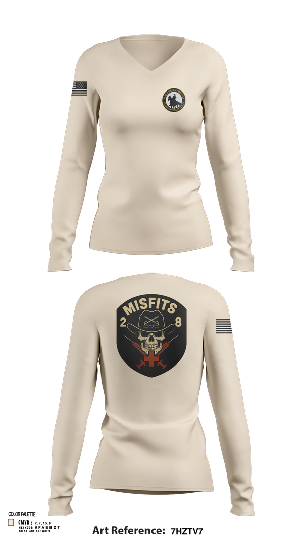 Womens Long Sleeve Vneck Shirt, 2-8 Cav, HHC, Medic Platoon, , Teamtime, Team time, sublimation, custom sports apparel, team uniforms, spirit wear, spiritwear, sports uniforms, custom shirts, team store, custom team store, fundraiser sports, apparel fundraiser