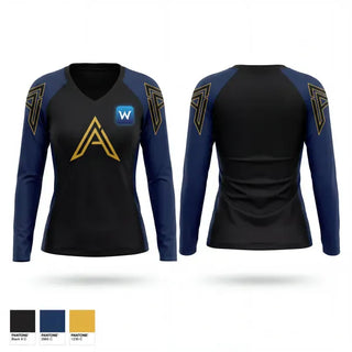 Womens Long Sleeve Vneck Shirt, Ascent Sports, , Teamtime, Team time, sublimation, custom sports apparel, team uniforms, spirit wear, spiritwear, sports uniforms, custom shirts, team store, custom team store, fundraiser sports, apparel fundraiser