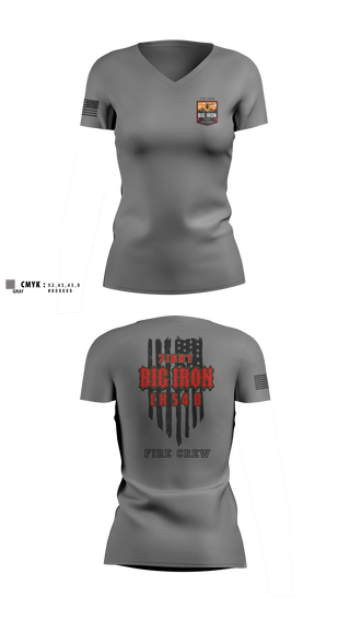 Womens Short Sleeve Vneck Shirt, Big Iron, Fire Department, Teamtime, Team time, sublimation, custom sports apparel, team uniforms, spirit wear, spiritwear, sports uniforms, custom shirts, team store, custom team store, fundraiser sports, apparel fundraiser