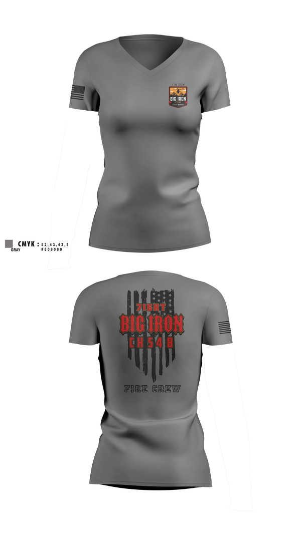Womens Short Sleeve Vneck Shirt, Big Iron, Fire Department, Teamtime, Team time, sublimation, custom sports apparel, team uniforms, spirit wear, spiritwear, sports uniforms, custom shirts, team store, custom team store, fundraiser sports, apparel fundraiser