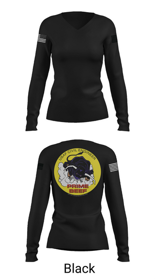 Womens Long Sleeve Vneck Shirt, 185th CES, Navy, Teamtime, Team time, sublimation, custom sports apparel, team uniforms, spirit wear, spiritwear, sports uniforms, custom shirts, team store, custom team store, fundraiser sports, apparel fundraiser