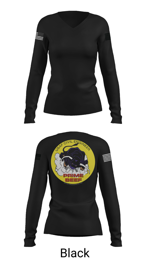 Womens Long Sleeve Vneck Shirt, 185th CES, Navy, Teamtime, Team time, sublimation, custom sports apparel, team uniforms, spirit wear, spiritwear, sports uniforms, custom shirts, team store, custom team store, fundraiser sports, apparel fundraiser