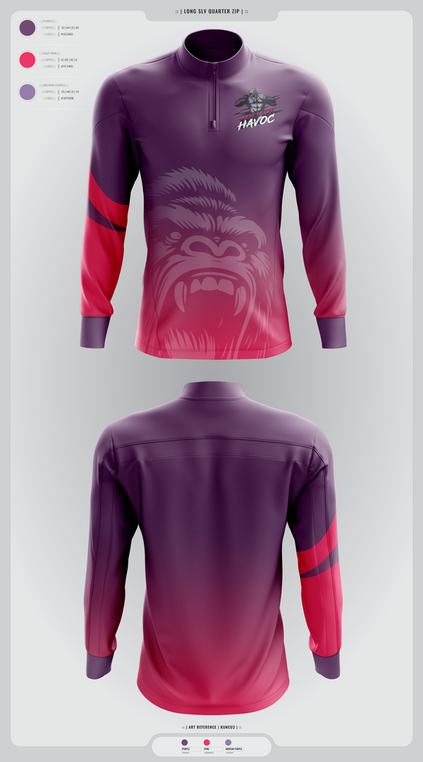 Quarter Zip Jacket, West texas Havoc, Baseball, Teamtime, Team time, sublimation, custom sports apparel, team uniforms, spirit wear, spiritwear, sports uniforms, custom shirts, team store, custom team store, fundraiser sports, apparel fundraiser