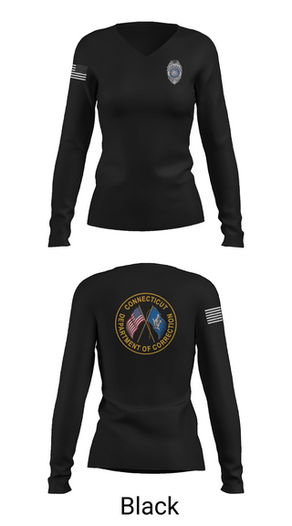 Womens Long Sleeve Vneck Shirt, Connecticut Department of Corrections, Police, Teamtime, Team time, sublimation, custom sports apparel, team uniforms, spirit wear, spiritwear, sports uniforms, custom shirts, team store, custom team store, fundraiser sports, apparel fundraiser
