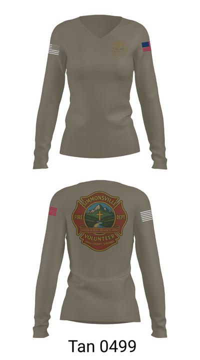 Simmonsville VFD 9385181 Women's Long Sleeve V-neck Shirt - 77