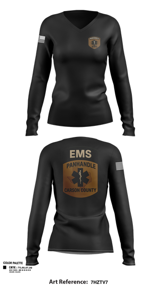 Womens Long Sleeve Vneck Shirt, Panhandle EMSPanhandle EMS, Fire Department, Teamtime, Team time, sublimation, custom sports apparel, team uniforms, spirit wear, spiritwear, sports uniforms, custom shirts, team store, custom team store, fundraiser sports, apparel fundraiser