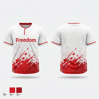 Two Button Softball Jersey, Freedom, Softball, Teamtime, Team time, sublimation, custom sports apparel, team uniforms, spirit wear, spiritwear, sports uniforms, custom shirts, team store, custom team store, fundraiser sports, apparel fundraiser