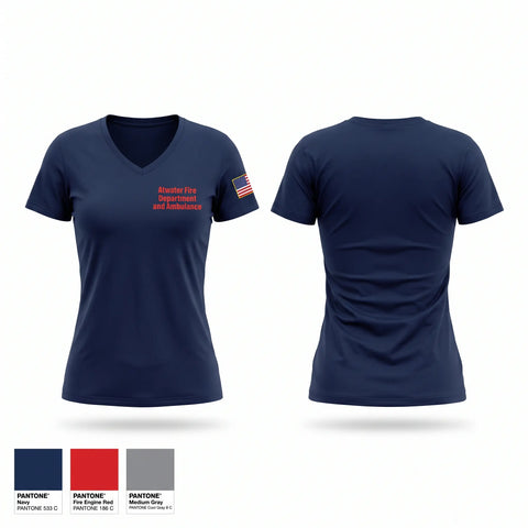 Womens Short Sleeve Vneck Shirt, Atwater Fire Department and Ambulance, EMS/EMT, Teamtime, Team time, sublimation, custom sports apparel, team uniforms, spirit wear, spiritwear, sports uniforms, custom shirts, team store, custom team store, fundraiser sports, apparel fundraiser