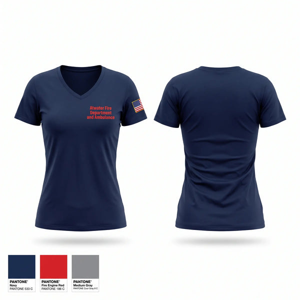 Womens Short Sleeve Vneck Shirt, Atwater Fire Department and Ambulance, EMS/EMT, Teamtime, Team time, sublimation, custom sports apparel, team uniforms, spirit wear, spiritwear, sports uniforms, custom shirts, team store, custom team store, fundraiser sports, apparel fundraiser