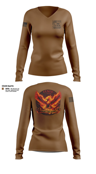 Womens Long Sleeve Vneck Shirt, Fenix, 1-227 AB, 1 ACB, 1 CD, Army, Teamtime, Team time, sublimation, custom sports apparel, team uniforms, spirit wear, spiritwear, sports uniforms, custom shirts, team store, custom team store, fundraiser sports, apparel fundraiser