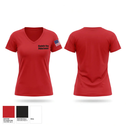 Womens Short Sleeve Vneck Shirt, Gladwin Fire Department, Fire Department, Teamtime, Team time, sublimation, custom sports apparel, team uniforms, spirit wear, spiritwear, sports uniforms, custom shirts, team store, custom team store, fundraiser sports, apparel fundraiser