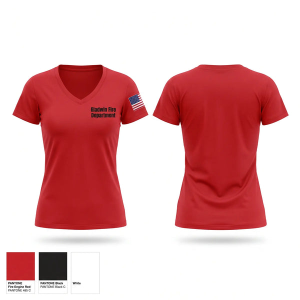 Womens Short Sleeve Vneck Shirt, Gladwin Fire Department, Fire Department, Teamtime, Team time, sublimation, custom sports apparel, team uniforms, spirit wear, spiritwear, sports uniforms, custom shirts, team store, custom team store, fundraiser sports, apparel fundraiser