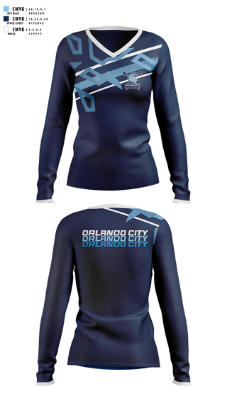 Womens Long Sleeve Vneck Shirt, Orlando City Boat Club, E-Sports, Teamtime, Team time, sublimation, custom sports apparel, team uniforms, spirit wear, spiritwear, sports uniforms, custom shirts, team store, custom team store, fundraiser sports, apparel fundraiser