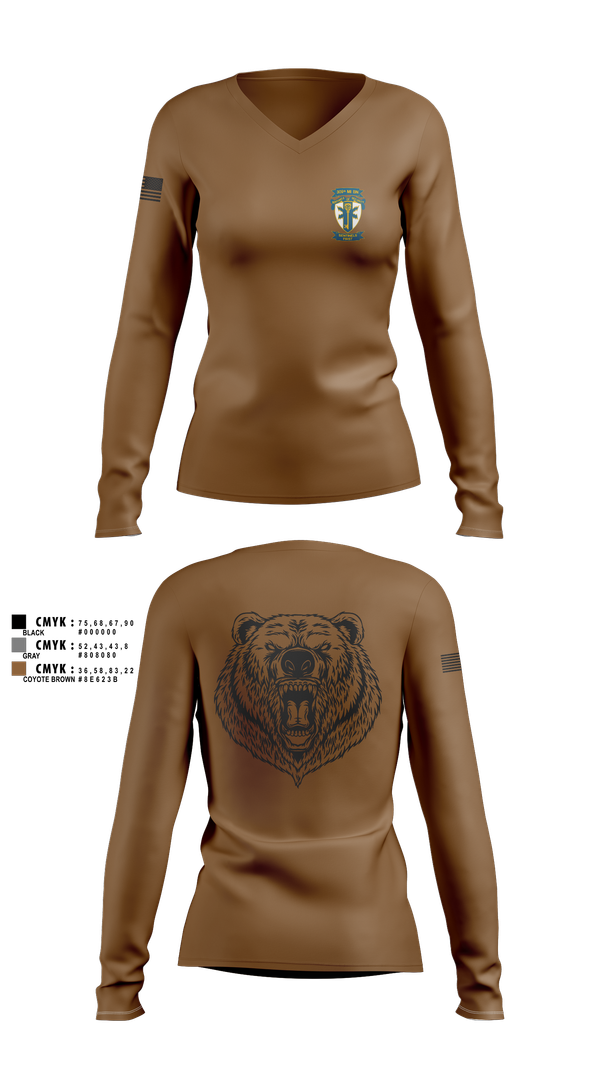 Womens Long Sleeve Vneck Shirt, HQ, 309TH MI BN, , Teamtime, Team time, sublimation, custom sports apparel, team uniforms, spirit wear, spiritwear, sports uniforms, custom shirts, team store, custom team store, fundraiser sports, apparel fundraiser