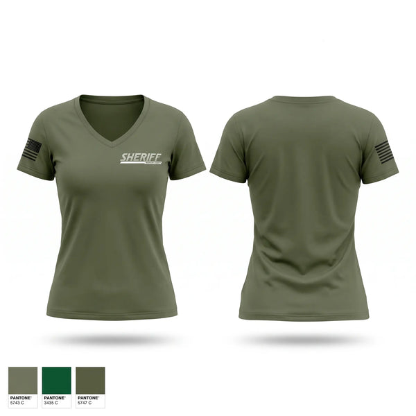 Womens Short Sleeve Vneck Shirt, Madison County Sheriff's Office, Police, Teamtime, Team time, sublimation, custom sports apparel, team uniforms, spirit wear, spiritwear, sports uniforms, custom shirts, team store, custom team store, fundraiser sports, apparel fundraiser