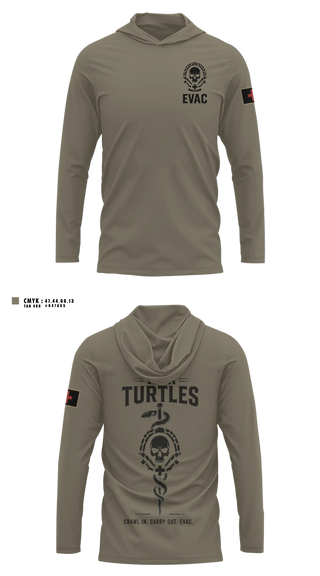 Long Sleeve hooded sunshirt, War turtles, Army, Teamtime, Team time, sublimation, custom sports apparel, team uniforms, spirit wear, spiritwear, sports uniforms, custom shirts, team store, custom team store, fundraiser sports, apparel fundraiser