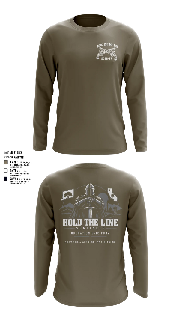 Long Sleeve Performance Shirt, 192nd MP BN, Army, Teamtime, Team time, sublimation, custom sports apparel, team uniforms, spirit wear, spiritwear, sports uniforms, custom shirts, team store, custom team store, fundraiser sports, apparel fundraiser